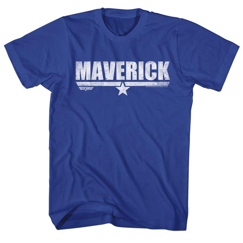 American Classics Top Gun 1980's Military Action Movie Vintage Style Maverick Adult T-Shirt - Blue - Small